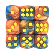 (Orange+Blue) 12mm D6 pips dice